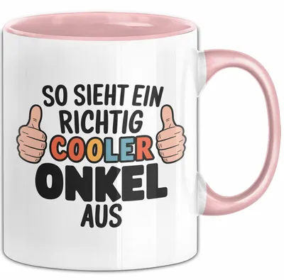 Produktbild von Onkel Nichte Neffe Tasse Geschenk Lustige Geschenkidee Spruch So Sieht Ein Richtig Cooler Onkel Aus (Rosa)