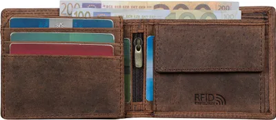 Produktbild von Benthill Geldbörse Herren Leder - Echtleder Geldbeutel mit RFID-Schutz - Slim Portemonnaie für Herren