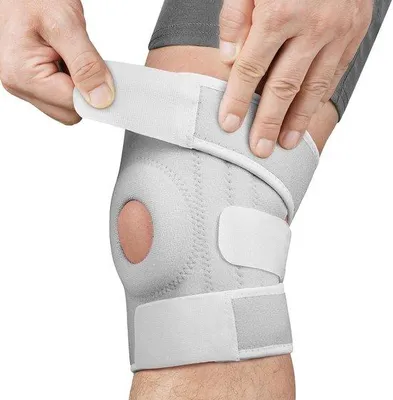 Produktbild von Kniebandage – Knieunterstützung – Knieschutz – Schmerzlinderung – Verstellbare Kompression – 1 Stück – Grau