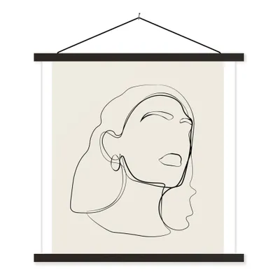 Produktbild von MuchoWow® Textilposter Frauen - Linienkunst - Text - Zitate 90x90 cm mit schwarzem Rahmen - Magnetisches