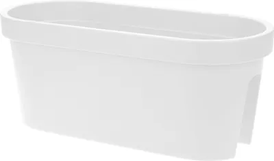Produktbild von Balkon Geländer Blumentopf oval - weiß / 60 cm - Geländer Pflanztopf Blumenkasten zum Einhängen