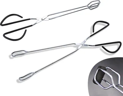 Produktbild von 2er Set Lange BBQ Scherenzange | Grillzange 37cm - universal Küchenzange | BBQ Mehrzweckzange | stabile Fleischzange hitzebeständig | Wurstzange | rutschfeste Servierzange | Gourmetzange | Gebäckzange