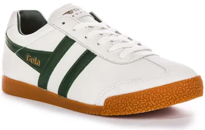 Obrázek produktu pro Gola Classics Harrier Leather Low Pro Offwht Classics Retro Pánské kožené tenisky v bílozelené barvě - 6 Velká Británie - 40 EU - 7 USA / bílozelená