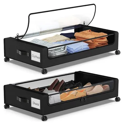 Image de 2 boîtes de rangement pour sous le lit, capacité de 40 litres