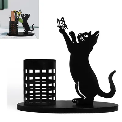 Produktbild von Katzen Stiftehalter für Schreibtisch, Schreibtischzubehör, Organizer,22*20cm, für Liebhaber und Frauen