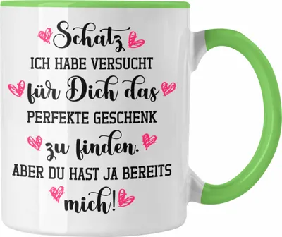 Produktbild von Trendation - Freundin Geschenk Tasse Liebe Paare Valentinstag Valentinstaggeschenk Freund Schatz (Grün)