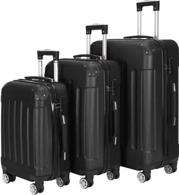 Produktbild von Fortuna Lai trolley set EST-01 (M/L/XL), (4 kolieska, 3 kusy, príručný kufor so zámkom TSA), príručný kufor na cesty, služobné cesty, čierny