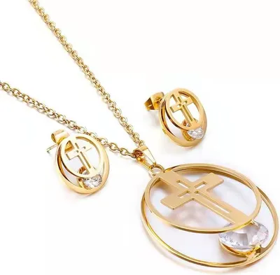 Produktbild von RO-15133 Golden Schmuckset - Halskette & Ohrringe KP15133