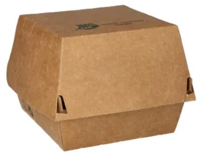 Produktbild von PAPSTAR Burgerboxen aus Pappe, 7,8x9x9 cm, braun, "100% Fair" | Folie (80 Stück)