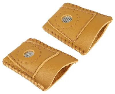 Produktbild von 2 große Leder-Fingerhut-Sets mit Metallspitze, Handarbeitszubehör
