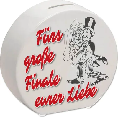 Produktbild von Ehepaar Spardose mit Spruch Fürs große Finale eurer Liebe
