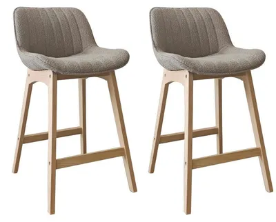 Image de Lot de chaises MILK d'îlot et bar en chêne et assise tissu bouclette 65cm