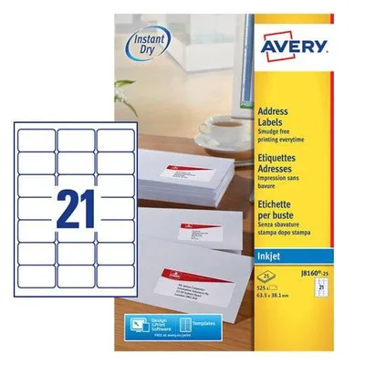 Image de Avery J8160-25 Étiquette d'impression blanche