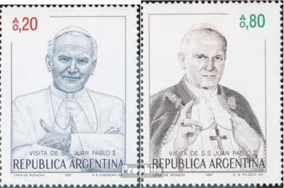 Produktbild von Briefmarken Argentinien 1987 Mi 1856-1857 postfrisch Papst Johannes Paul II.