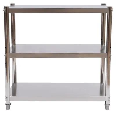 Immagine prodotto di Ripiano portaoggetti per cucina - Scaffale da cucina a 3 livelli - Acciaio inossidabile 201 - 80x80x40 cm - Impermeabile - Capacità massima di carico: 30 kg - Multifunzione - Argento