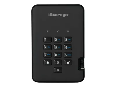Produktbild von iStorage diskAshur2 256-bit 128GB USB 3.2 secure encrypted solid-state drive - Black IS-DA2-256-SSD-128-B, 128 GB, 2.5", USB Typ-A, 3.2 Gen 1 (3.1 Gen 1), 362 MB/s, Schwarz
