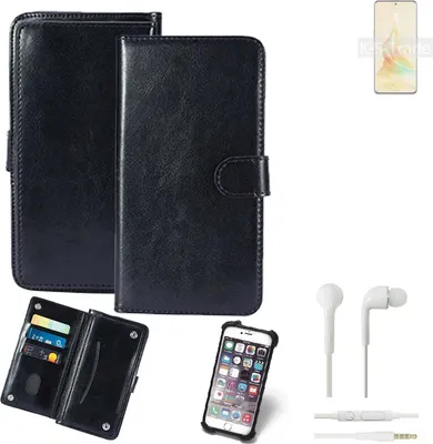 Produktbild von K-S-Trade 360° Hülle kompatibel mit Oppo Reno8 T 5G inkl. Headphones schwarz Kunstleder Case BookCase WalletCase Kunstlederederhülle Handyhülle,