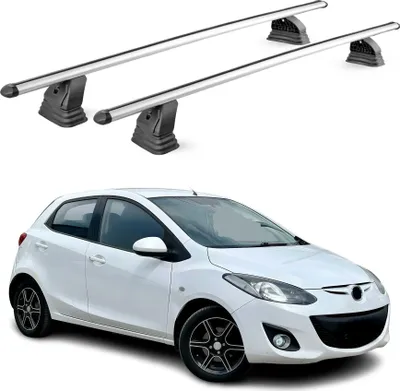 Productafbeelding van Aluminium dakkap voor Mazda 2 II hatchback (2007-2014), met T-gleuf, draagvermogen 75 kg, 2-delig, zilverkleurig