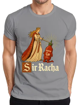 Produktbild von Sir Racha Scharfe Sauce Ritter Mittelalter Statement Sarkasmus Herren T-Shirt, Grau, S