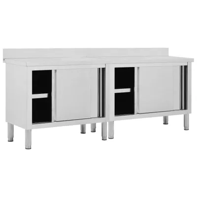 Produktbild von vidaXL Arbeitsschränke mit Schiebetüren 2 Stk. 200x50x(95-97) cm Edelstahl