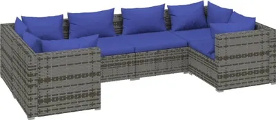 Obrázek produktu pro vidaXL 6dílná zahradní lounge souprava s polštáři Poly Rattan Grey