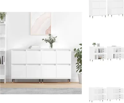 Image de vidaXL Sideboards 2 pcs. Blanc Bois composite - Sideboards