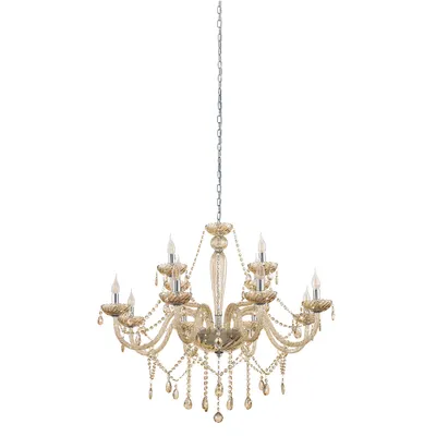 Produktbild von Eglo 39094 Basilano Hängeleuchte 12XE14 chrom cognac