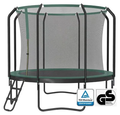 Produktbild von Trampolin 305 cm mit Sicherheitsnetz | Schwarz dunkelgrün | 305x305x76 cm