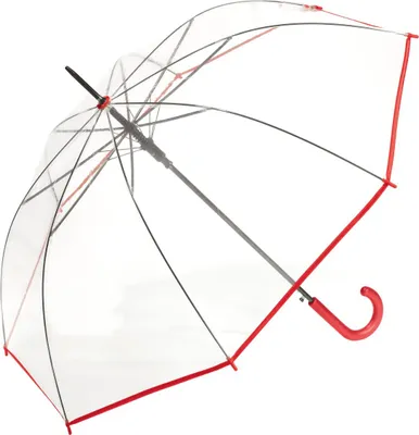 Produktbild von Regenschirm Transparent Automatik, Farbvariante:rot