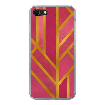 Produktbild von MuchoWow® Handyhülle Schutzhülle Hülle für iPhone SE 2020 Gold - Rosa - Geometrisch Silikon Softcase Handy Hülle - Kartenbesitzer