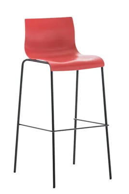 Produktbild von TPFLiving Barhocker Hope 4-Fuß Gestell schwarz Kunststoff Rot