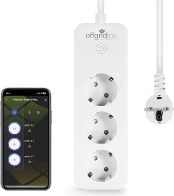 Produktbild von Offgridtec Smarte 3-fach Steckdosenleiste mit Smart Life- oder Tuya-App 1,8m Kabel