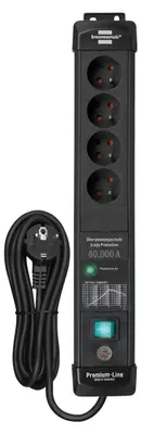 Immagine prodotto di Brennenstuhl, multipresa a 4 prese tipo E con cavo da 3 m e protezione da sovratensione, nero
