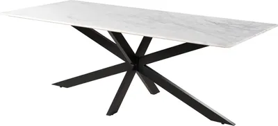 Produktbild von MASSIVMOEBEL24 Esstisch 220x100x76 Marmor weiß / Kreuzgestell Eisen schwarz BARCELONA #313
