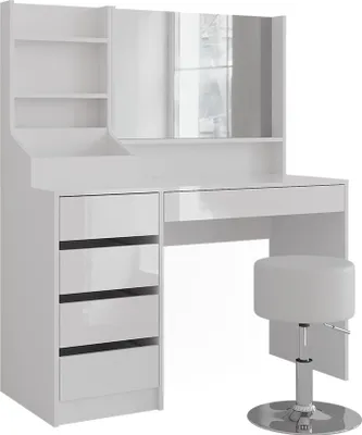 Zdjęcie produktu dla Stół toaletowy Vicco Sherry Biały/biały wysoki połysk 119.8 cm 4 części, Model 57608