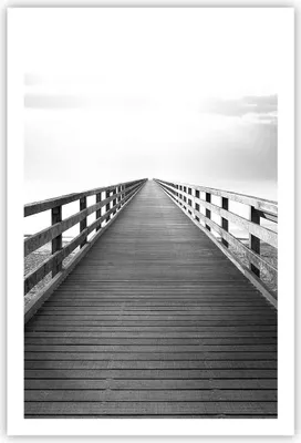 Produktbild von Poster - Poster ohne Rahmen - Pier Perspektive Schwarzweiß - 61x91,5 cm - Wand Bild - Wanddeko - Wandbilder - Kunstposter - Wandposter - Bilder - Kunstdruck - Wanddekoration - Wandbild P2XPA61x91-4424