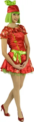 Produktbild von K31250774-36-38 rot-grün Damen süsse Erdbeere Erdbeerenkostüm Früchtekostüm Gr.36-38