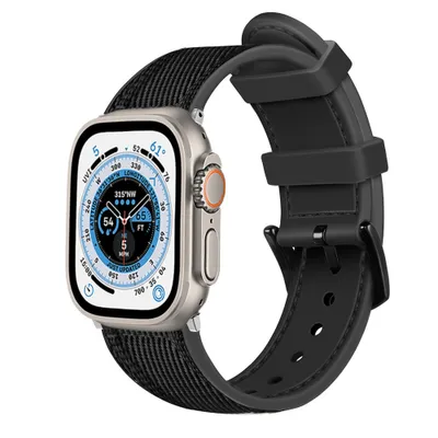 Produktbild von Strap-It Apple Watch Ultra Nylon Hybridarmband (Schwarz)