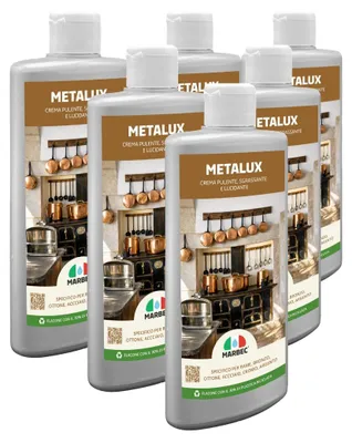 Immagine prodotto di Crema lucidante per metalli rame bronzo ottone argento cromo Marbec METALUX - 250GRx6Pz