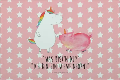 Produktbild von Mr. & Mrs. Panda schneidbrett Einhorn Schwein - Rot Pastell - Geschenk, Einhörner, Küchenbrett, Freundin, Schweinchen, Schneidebrett Aus Glas, Unicorn, Schneidplatte