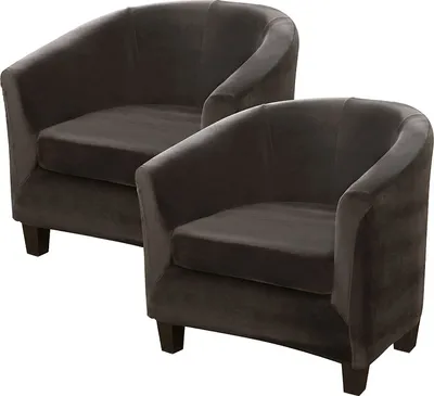 Obrázek produktu pro Topchances 2 kusy kryt židle Club Chair Slipcover, Velvet Tub Chair Sofa Cover pro Cafe Chair Club Chair Lounge Chair Cocktail Chair (tmavě šedá)