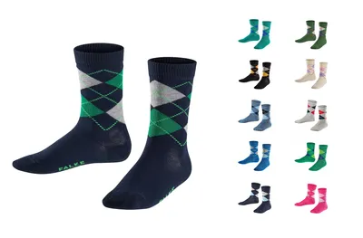 Produktbild von FALKE Classic Argyle Kinder Socken, Größe:35-38, Farbe:blue/blue