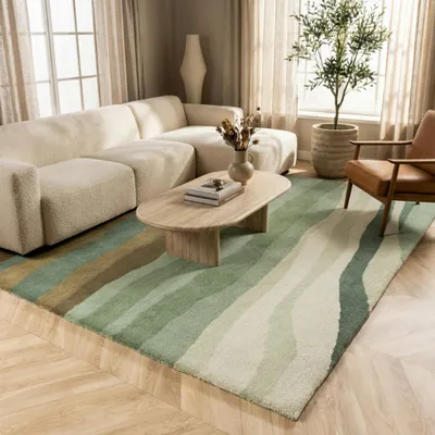 Produktbild von Volero - Wollteppich - Liora Grün - 200x290cm - Wohnzimmer, Schlafzimmer - Modern