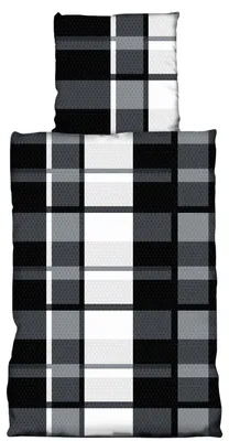Produktbild von Bettwäsche 135x200cm 4-teilig Set Schwarz Weiß Grau Ornamente mit Reißverschluss