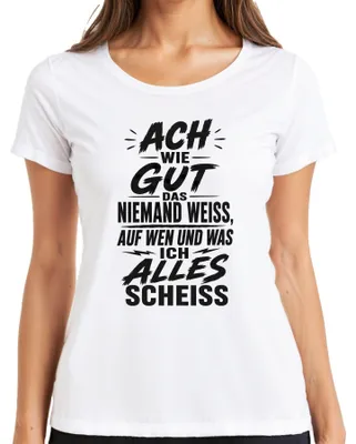 Zdjęcie produktu dla "Ach, jak dobrze, że nikt nie wie, na kogo jest to ironiczne damskie T-shirt", biały, rozmiar S