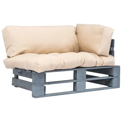 Produktbild von Maison Exclusive - Outdoor-Sofa Paletten mit Kissen in Sandfarben Kiefernholz