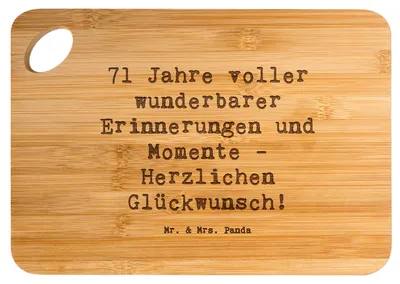 Produktbild von Mr. & Mrs. Panda Schneidebrett Spruch 71. Geburtstag Erinnerungen - Transparent - Geschenk, Frühstücksbrettchen, Holzbrett, Happy Birthday, holzschneidebrett, Alter