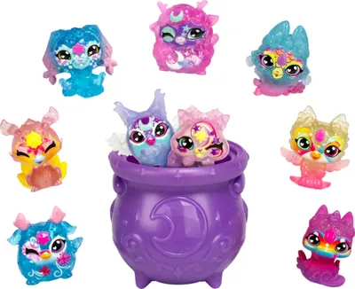 Produktbild von Magic Mixies Minis der Shimmerverse-Serie, Sammelpackung, 9 Mini-Mixies, 2 Davon versteckt, mit magischem Sprudelkessel-Auspackerlebnis, 5 neuen Mini-Mixies Teams mit Zauberkräften, 90 zum Sammeln