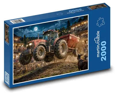 Produktbild von Puzzle 2000 Traktor im Nachtrennen - martinpuzzle