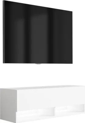 Obrázek produktu pro Nízká TV deska 100 cm matná bílá, LED bílá, 100 × 32 × 34 cm